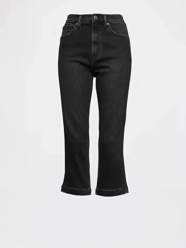 Jeans capri a vita alta e taglio corto