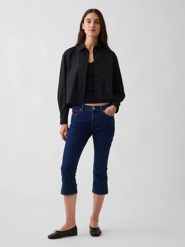 Jeans capri a vita bassa