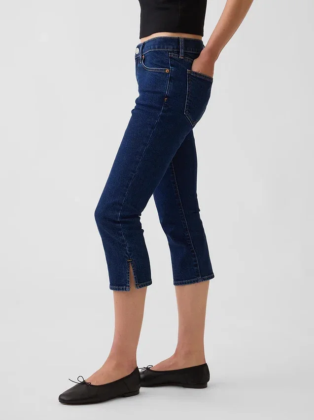 Jeans capri a vita bassa