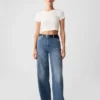Jeans cargo a vita alta e gamba larga