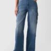 Jeans cargo a vita alta e gamba larga