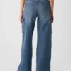 Jeans cargo a vita alta e gamba larga