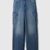 Jeans cargo a vita alta e gamba larga