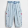 Jeans cargo a zampa d’elefante con elastico in vita per neonato & bebè con motivo a fragole