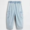 Jeans cargo a zampa d’elefante con elastico in vita per neonato & bebè con motivo a fragole