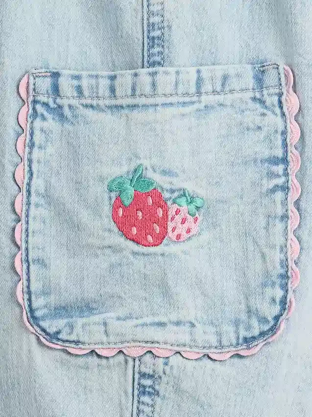 Jeans cargo a zampa d’elefante con elastico in vita per neonato & bebè con motivo a fragole