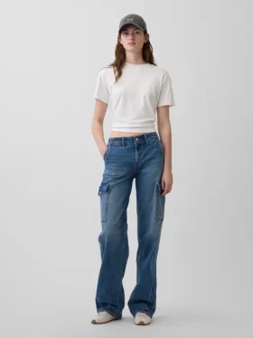 Jeans cargo larghi a vita bassa in stile anni ’90