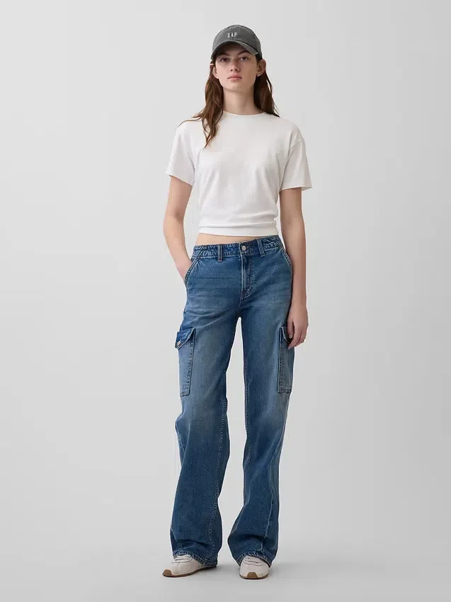 Jeans cargo larghi a vita bassa in stile anni ’90