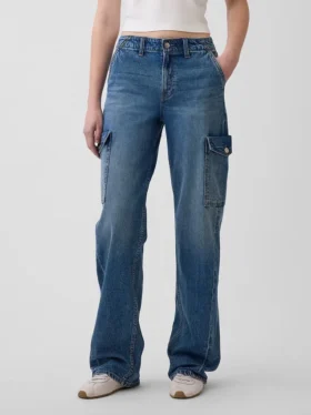 Jeans cargo larghi a vita bassa in stile anni ’90