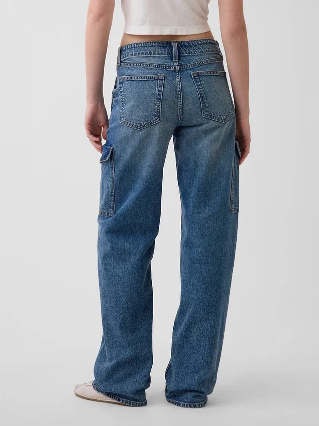 Jeans cargo larghi a vita bassa in stile anni ’90