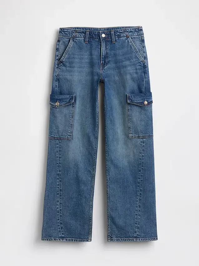 Jeans cargo larghi a vita bassa in stile anni ’90
