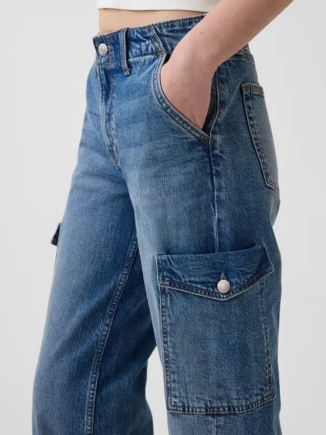 Jeans cargo larghi a vita bassa in stile anni ’90