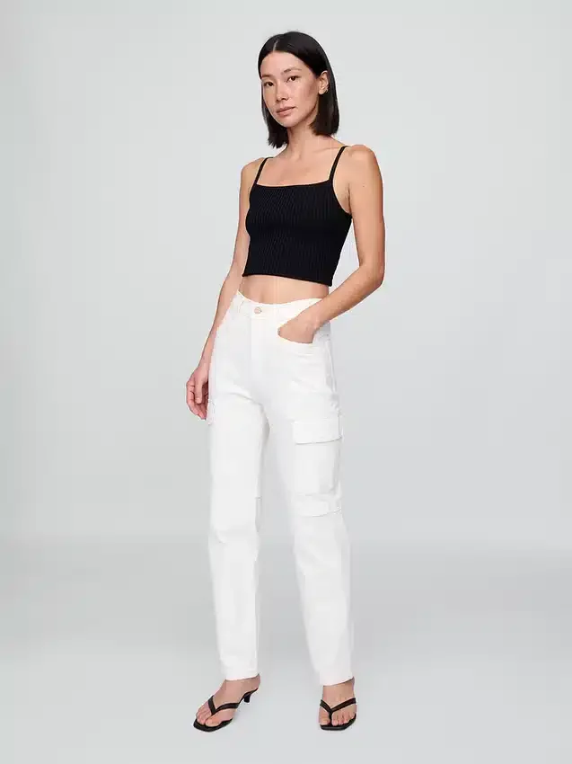 Jeans cargo larghi a vita media in stile anni '90