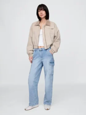 Jeans cargo larghi a vita media in stile anni '90
