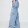 Jeans cargo larghi a vita media in stile anni '90