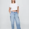 Jeans cargo larghi a vita media in stile anni '90
