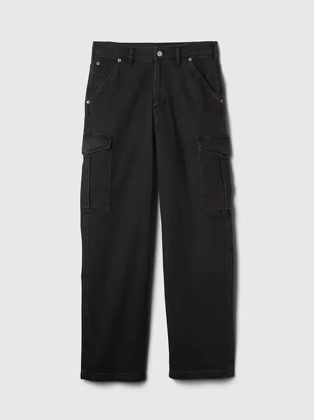 Jeans cargo larghi a vita media in stile anni '90