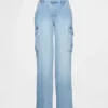 Jeans cargo larghi a vita media in stile anni '90
