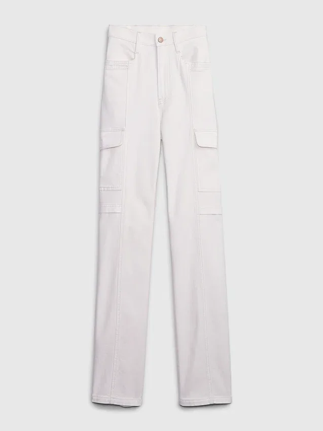 Jeans cargo larghi a vita media in stile anni '90
