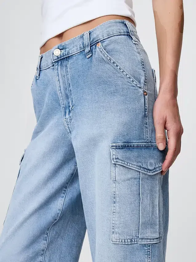 Jeans cargo larghi a vita media in stile anni '90