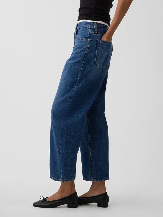Jeans cropped a vita alta