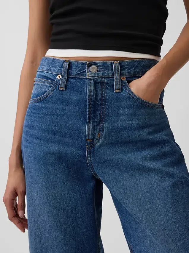 Jeans cropped a vita alta