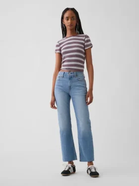 Jeans cropped a vita alta, slim e dritti in stile anni '90