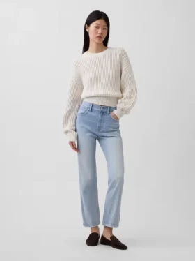 Jeans cropped a vita alta, slim e dritti in stile anni '90