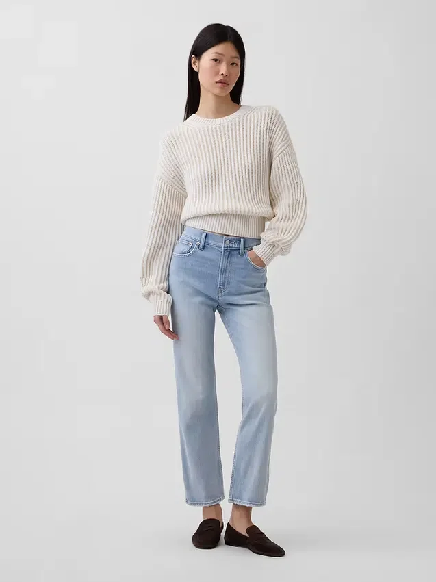 Jeans cropped a vita alta, slim e dritti in stile anni '90