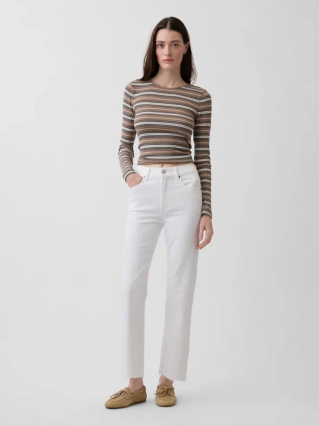 Jeans cropped a vita alta, slim e dritti in stile anni '90