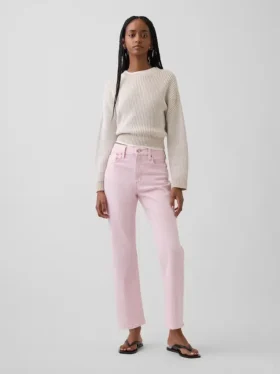Jeans cropped a vita alta, slim e dritti in stile anni '90