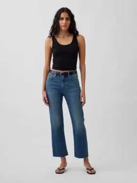 Jeans cropped a vita alta, slim e dritti in stile anni '90