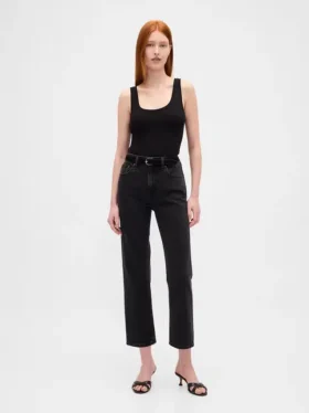 Jeans cropped a vita alta, slim e dritti in stile anni '90
