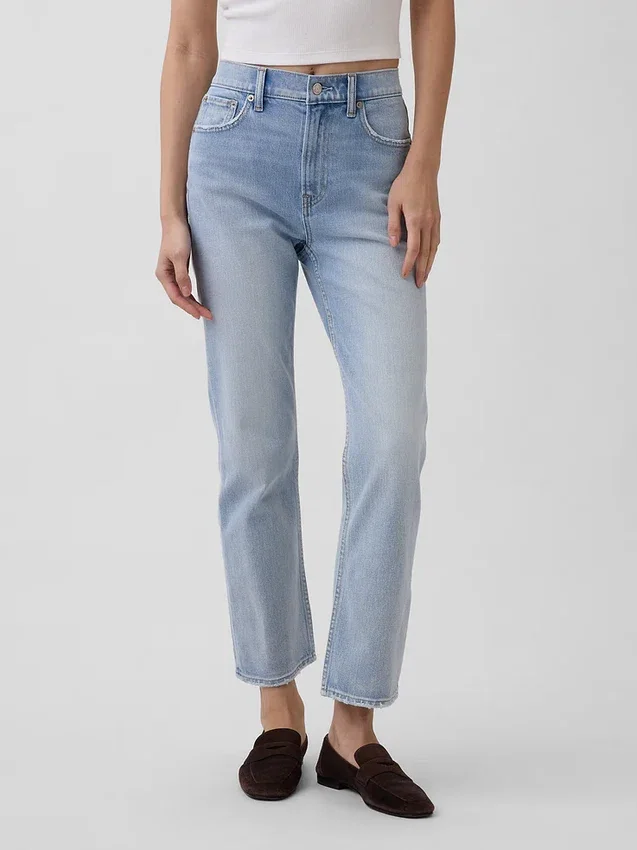 Jeans cropped a vita alta, slim e dritti in stile anni '90