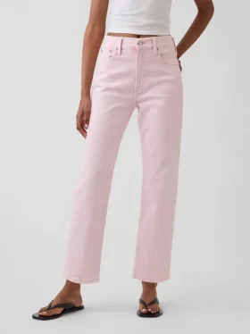 Jeans cropped a vita alta, slim e dritti in stile anni ’90