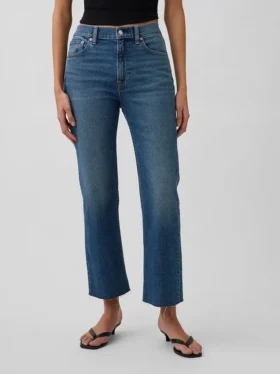 Jeans cropped a vita alta, slim e dritti in stile anni ’90