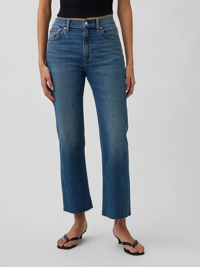 Jeans cropped a vita alta, slim e dritti in stile anni '90
