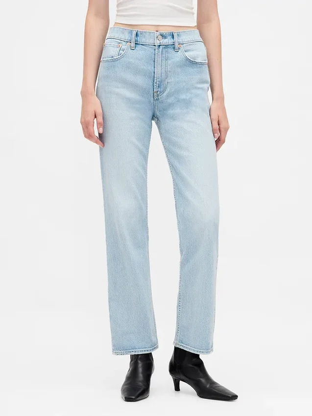 Jeans cropped a vita alta, slim e dritti in stile anni '90