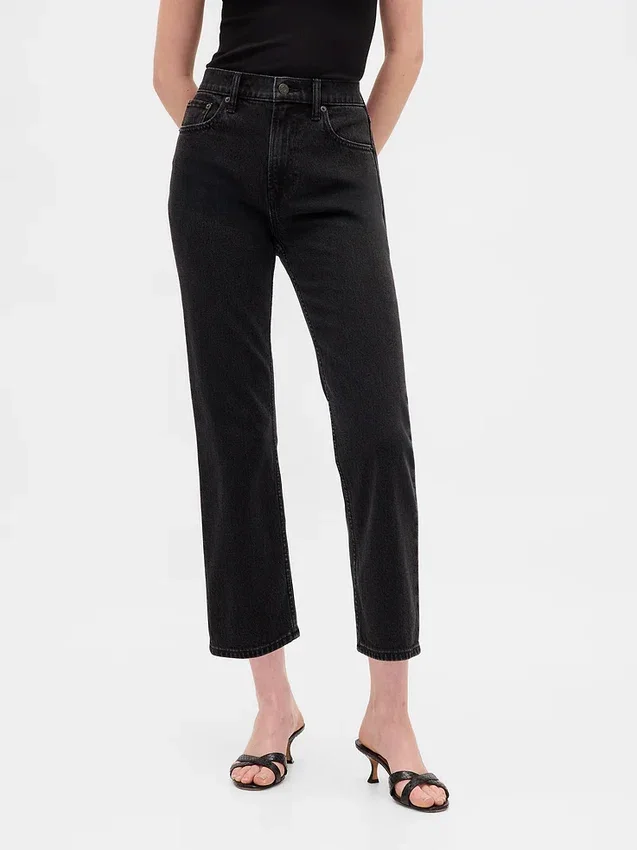Jeans cropped a vita alta, slim e dritti in stile anni '90