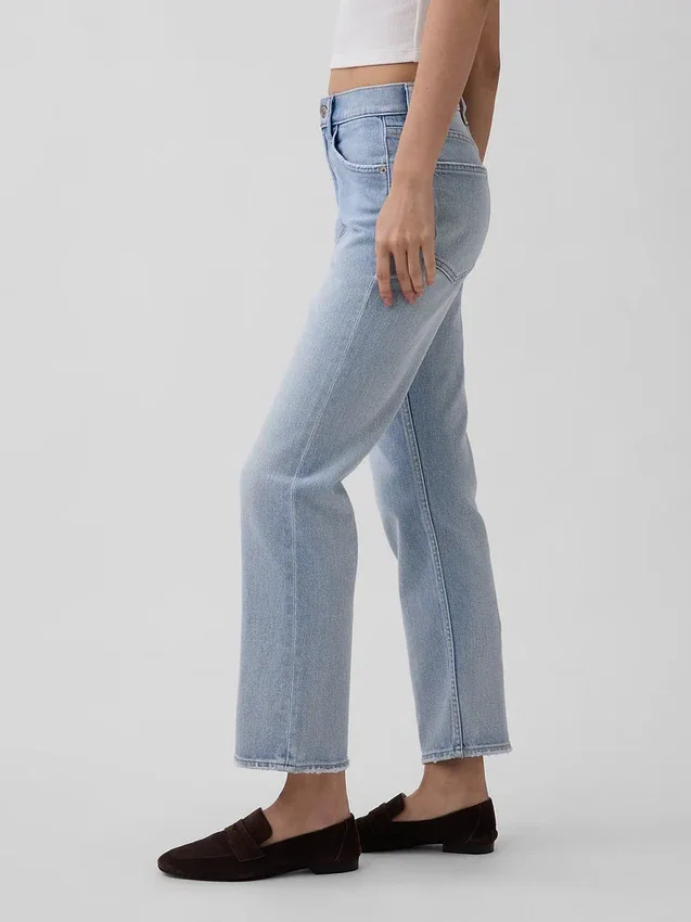 Jeans cropped a vita alta, slim e dritti in stile anni '90
