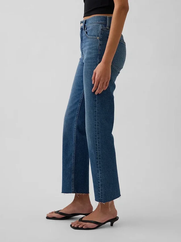 Jeans cropped a vita alta, slim e dritti in stile anni '90