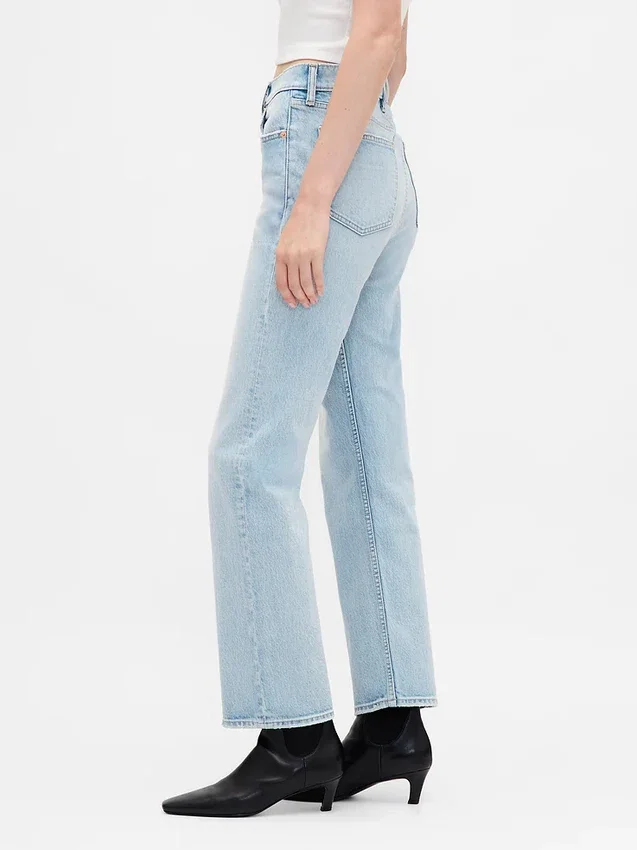 Jeans cropped a vita alta, slim e dritti in stile anni '90