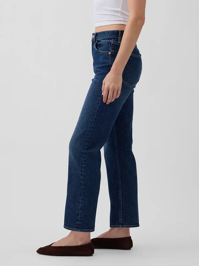 Jeans cropped a vita alta, slim e dritti in stile anni '90
