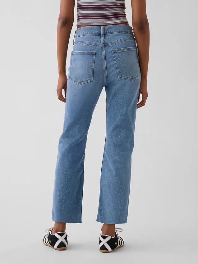 Jeans cropped a vita alta, slim e dritti in stile anni '90