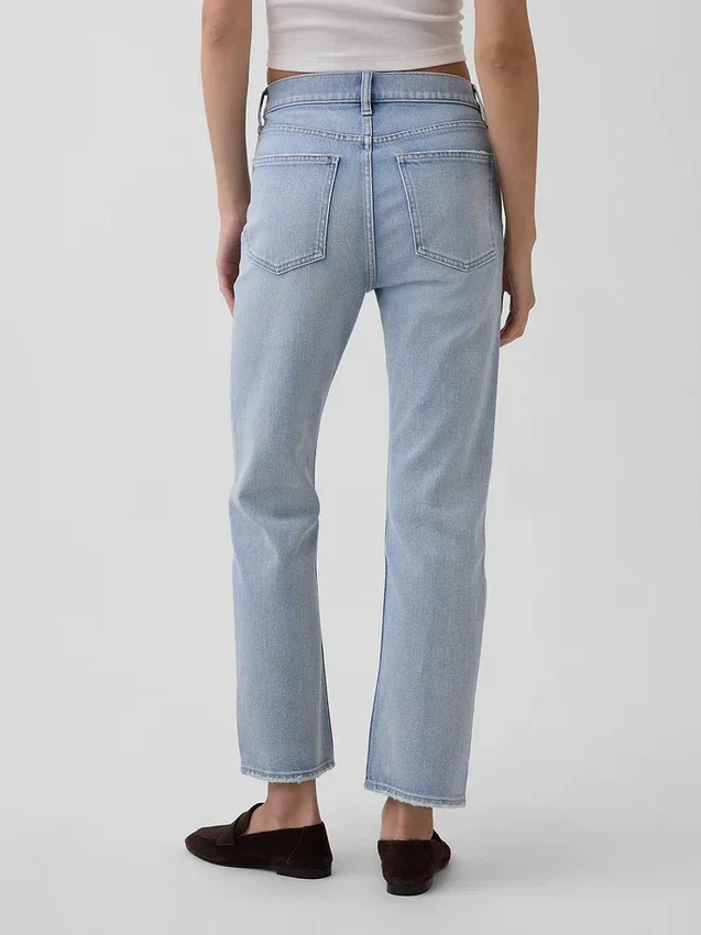 Jeans cropped a vita alta, slim e dritti in stile anni '90