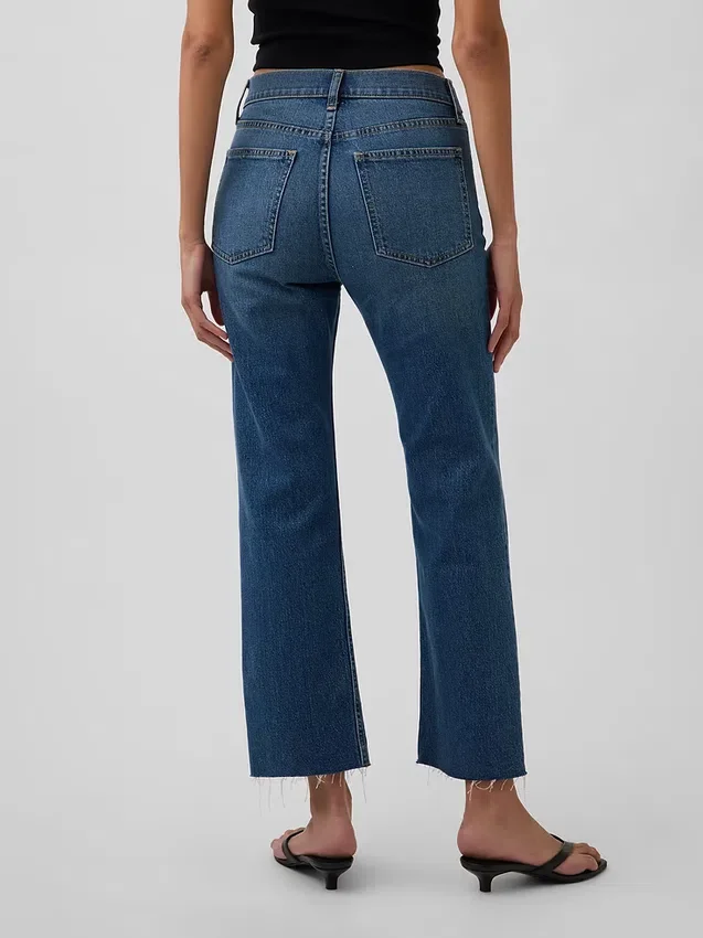 Jeans cropped a vita alta, slim e dritti in stile anni '90