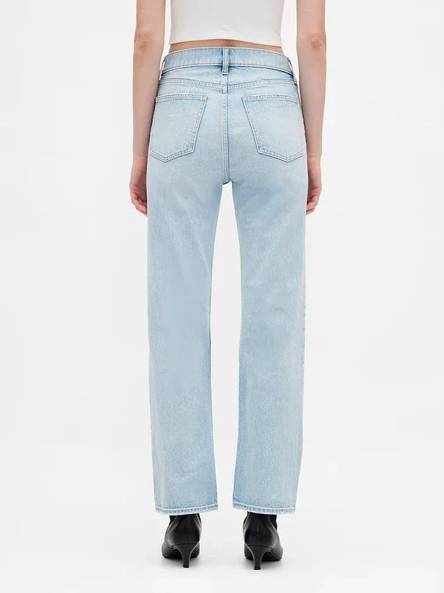 Jeans cropped a vita alta, slim e dritti in stile anni '90
