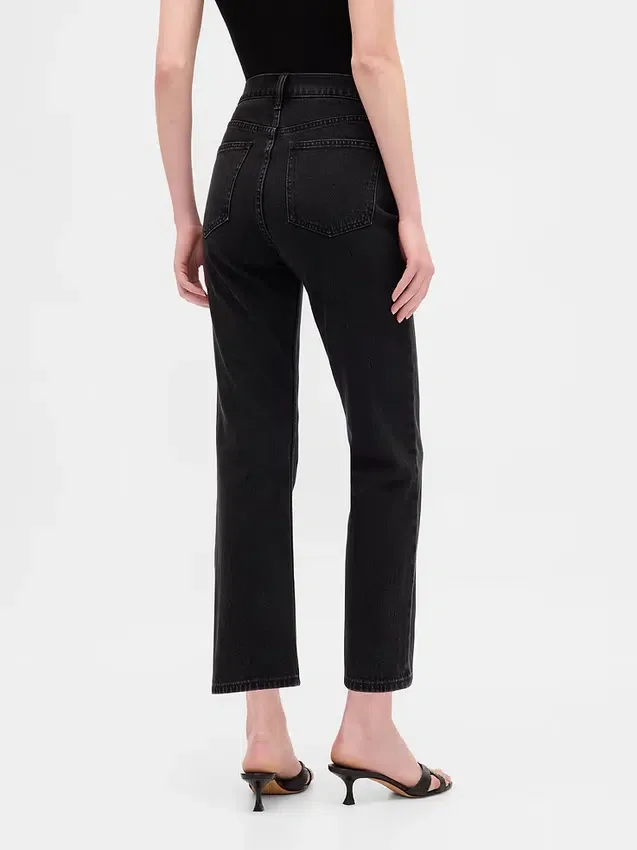 Jeans cropped a vita alta, slim e dritti in stile anni '90