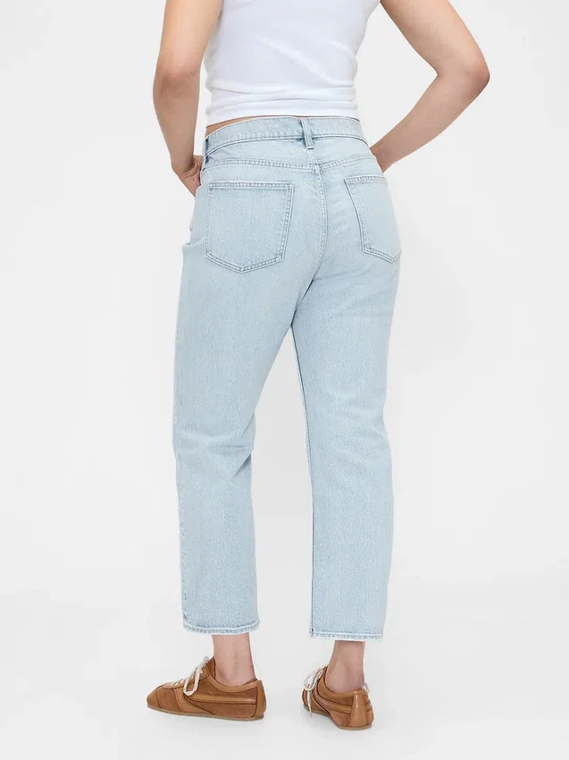 Jeans cropped a vita alta, slim e dritti in stile anni '90