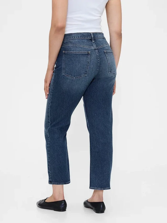 Jeans cropped a vita alta, slim e dritti in stile anni '90